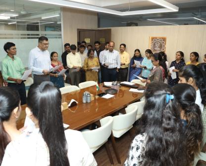 Mr. Akhouri Ashutosh Sinha, Assistant Registrar (HRM)-II, Administration SectionMr. Akhouri Ashutosh Sinha, Assistant Registrar (HRM)-II, Administration Section, New Rummy administering the pledge in Hindi